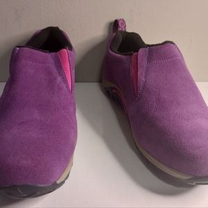 Kids Merrill Jungle Moc Frosty purple waterproof slip-on shoes, size 5.5,